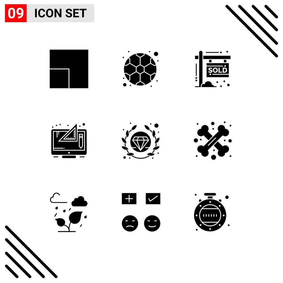 Stock Vector Icon Pack of 9 Line Signs and Symbols for seo premium sold thinking digital Editable Vector Design Elements