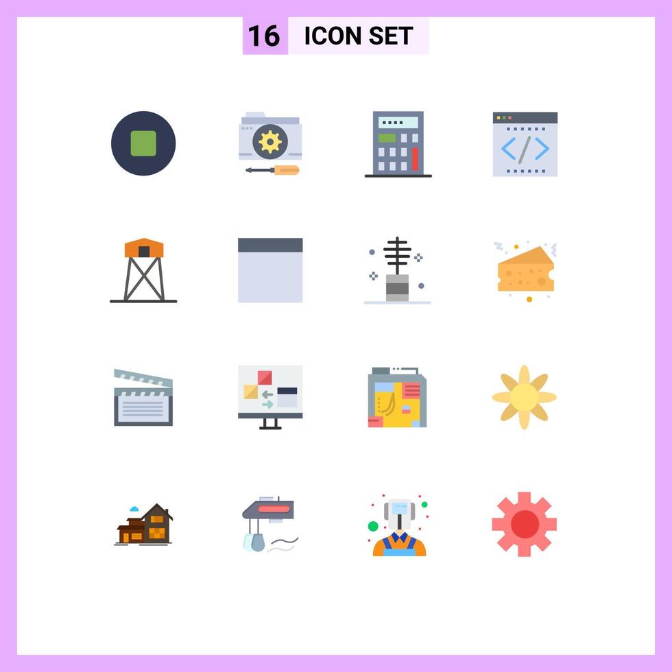 Group of 16 Modern Flat Colors Set for war hunt business historic startup Editable Pack of Creative Vector Design Elements