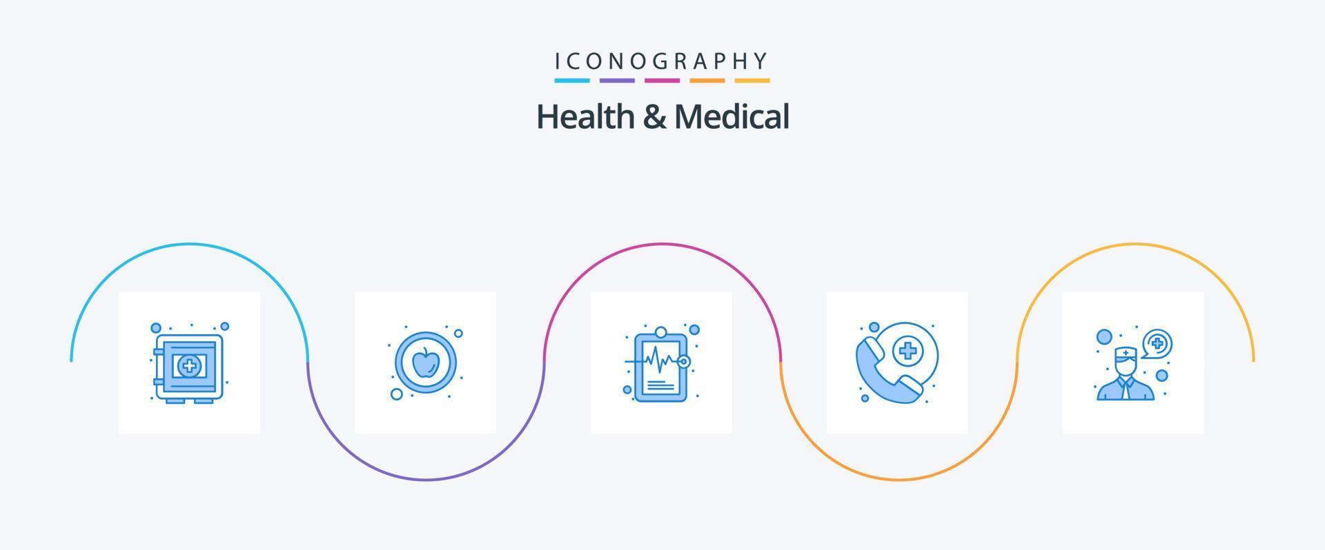 Health And Medical Blue 5 Icon Pack Including communication. ask a doctor. health. service. doctor on call vector