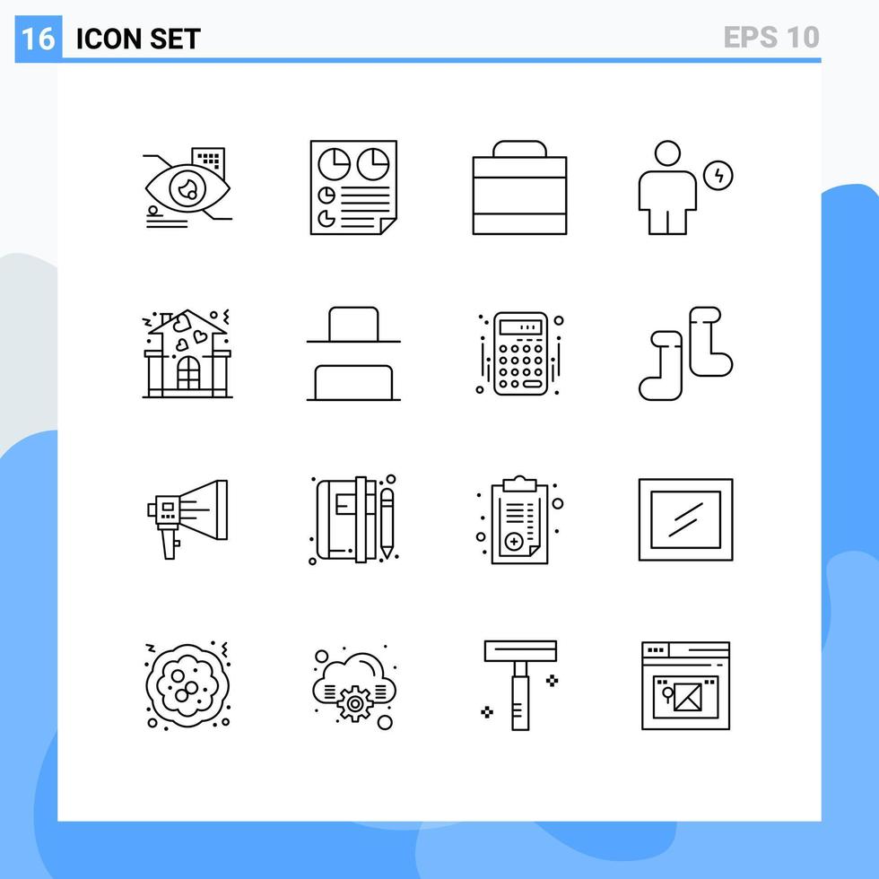 16 Universal Outline Signs Symbols of family energy two electricity avatar Editable Vector Design Elements