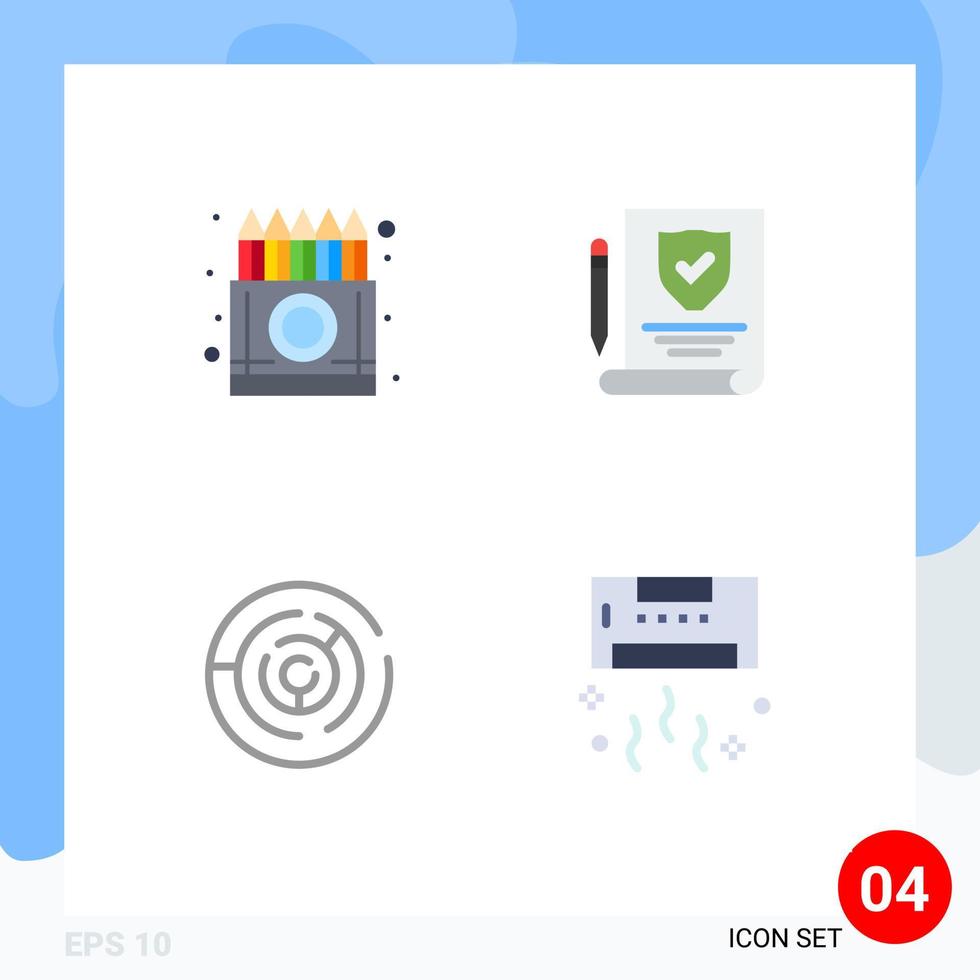 User Interface Pack of 4 Basic Flat Icons of box arrow drawing paper target Editable Vector Design Elements