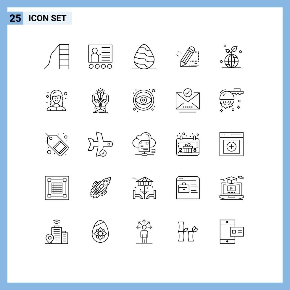 Set of 25 Modern UI Icons Symbols Signs for draw painting teacher darwing spring Editable Vector Design Elements