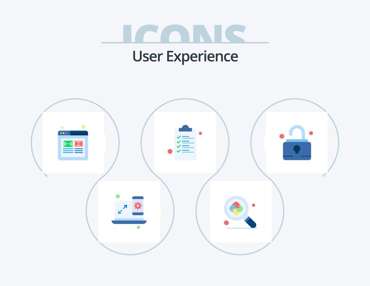 User Experience Flat Icon Pack 5 Icon Design. pad. file. experience. document. wire framing vector