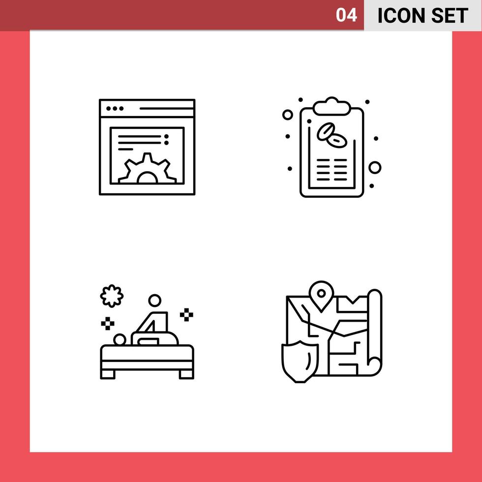 Set of 4 Modern UI Icons Symbols Signs for design spa bill list therapy Editable Vector Design Elements