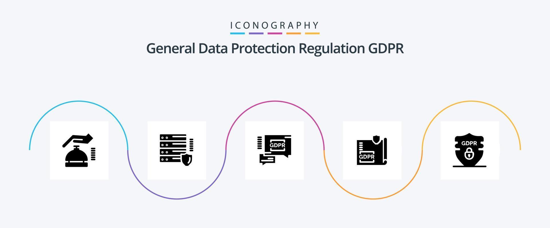 Gdpr Glyph 5 Icon Pack Including lock . document . protection . secure vector