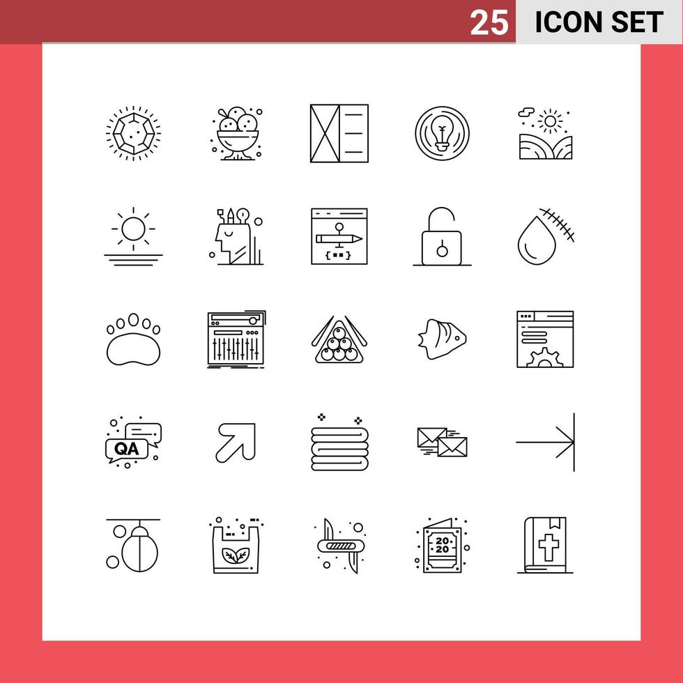 25 iconos creativos signos y símbolos modernos de idea círculo restaurante negocio billetera elementos de diseño vectorial editables vector