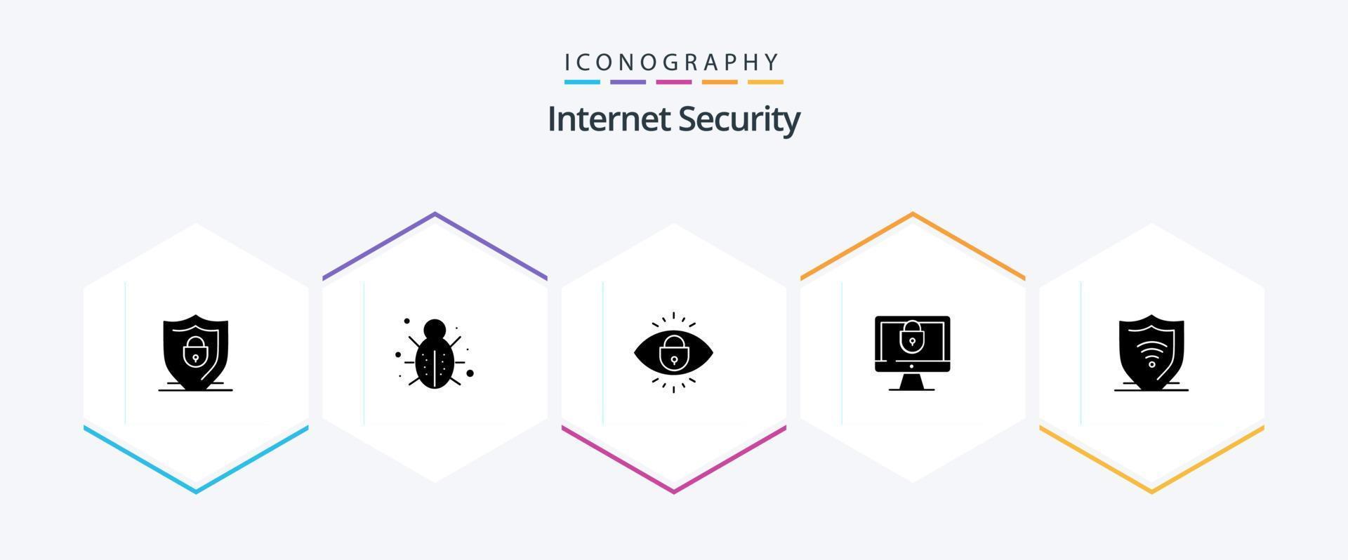 Internet Security 25 Glyph icon pack including internet. lock. security. internet. lock vector