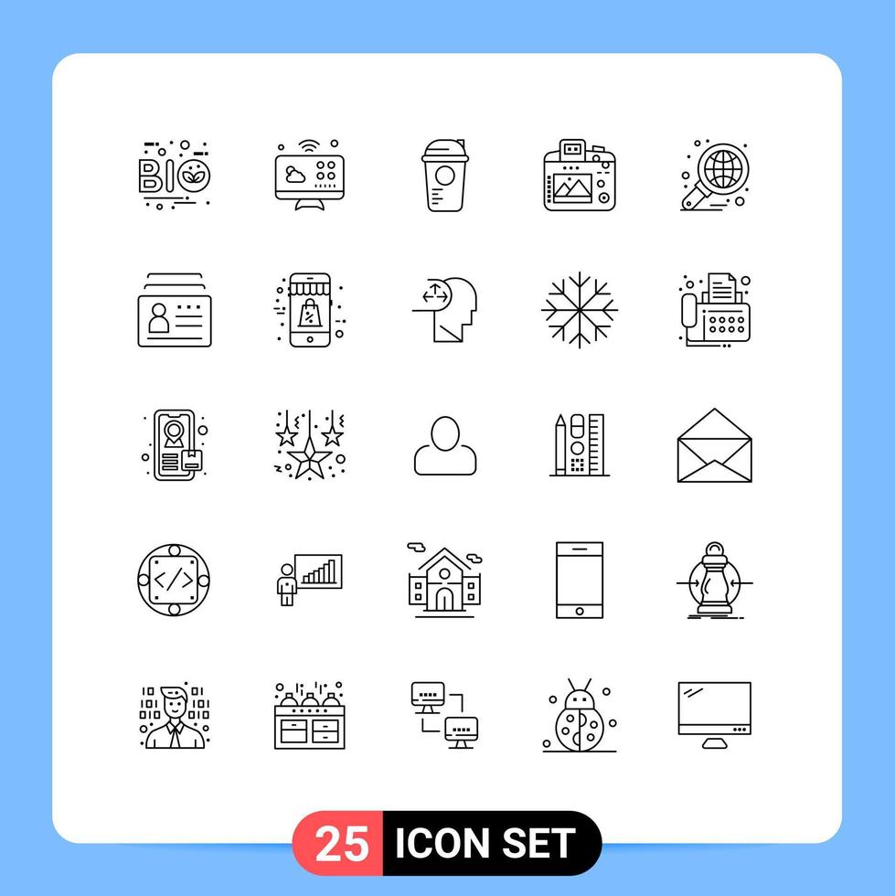 Universal Icon Symbols Group of 25 Modern Lines of hobby image internet of things camera sports Editable Vector Design Elements