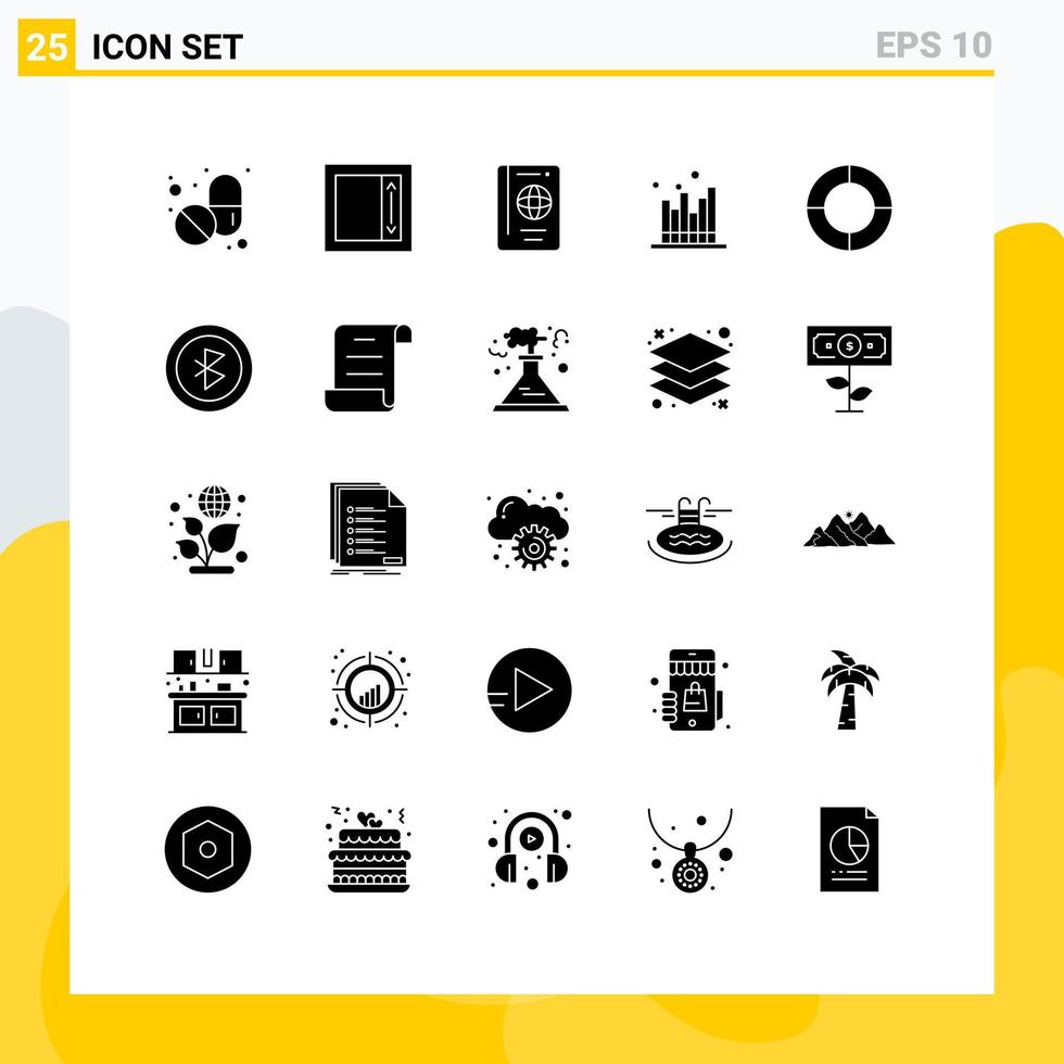 25 Universal Solid Glyphs Set for Web and Mobile Applications diagram modern summer market economics Editable Vector Design Elements