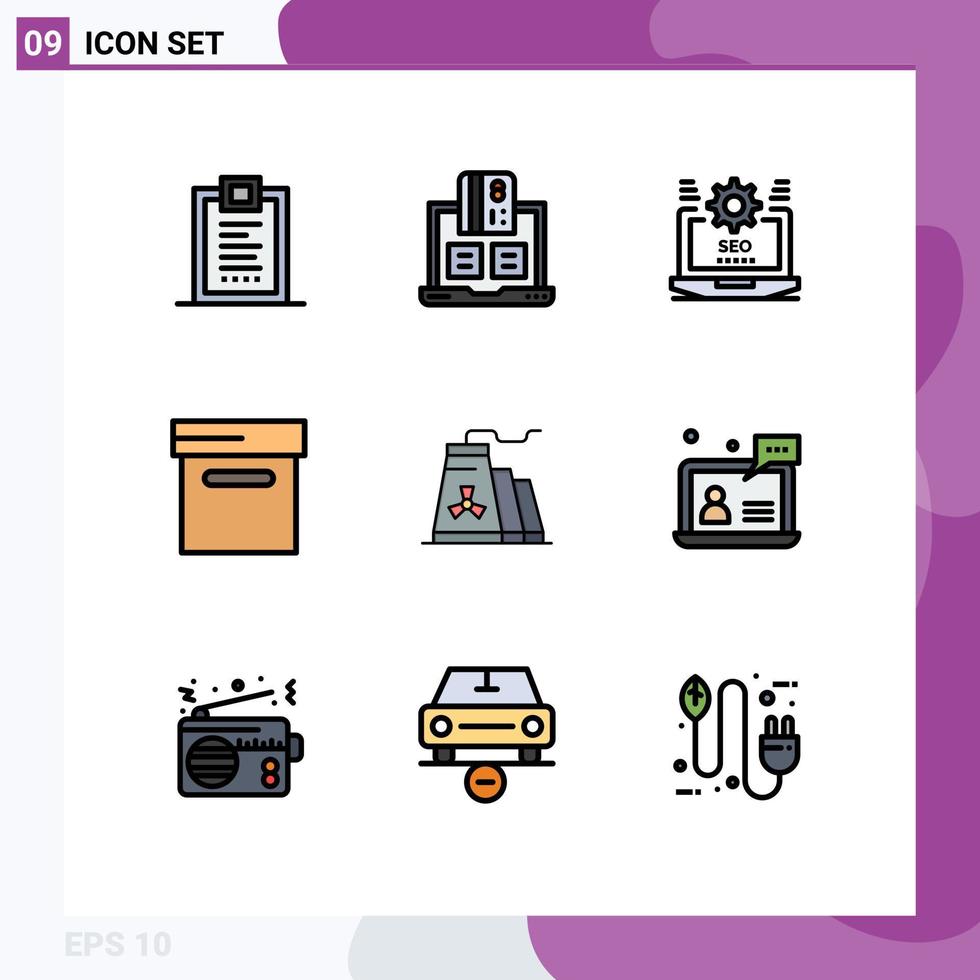9 iconos creativos signos y símbolos modernos de creación de elementos de diseño de vectores editables web de configuración de cuaderno de archivo