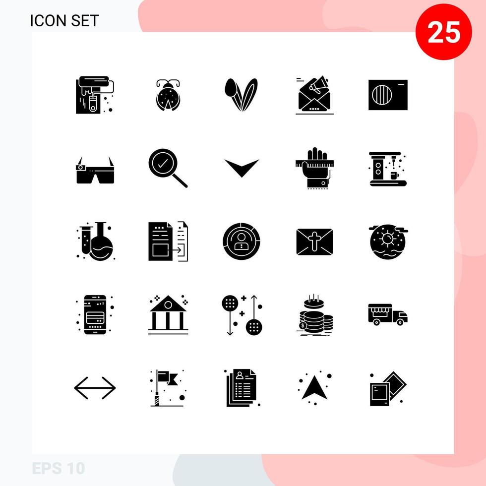 Editable Vector Line Pack of 25 Simple Solid Glyphs of air marketing animal email advertising Editable Vector Design Elements