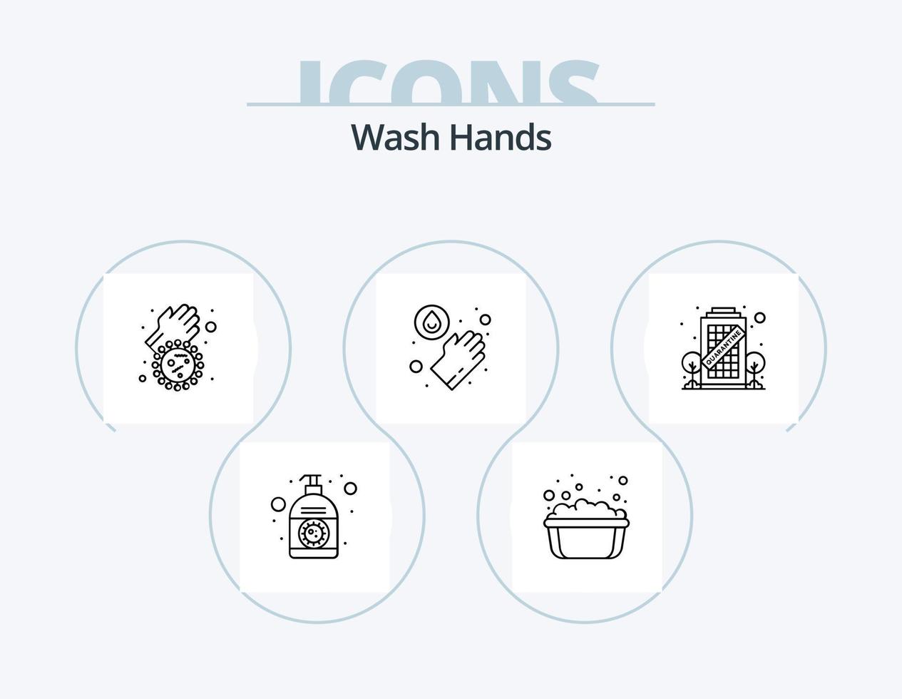 Wash Hands Line Icon Pack 5 Icon Design. cream. staying. soap. quarantine. building vector