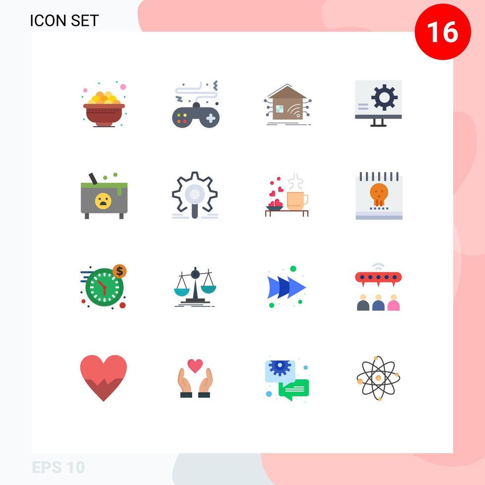 Modern Set of 16 Flat Colors and symbols such as error develop play bug smart Editable Pack of Creative Vector Design Elements