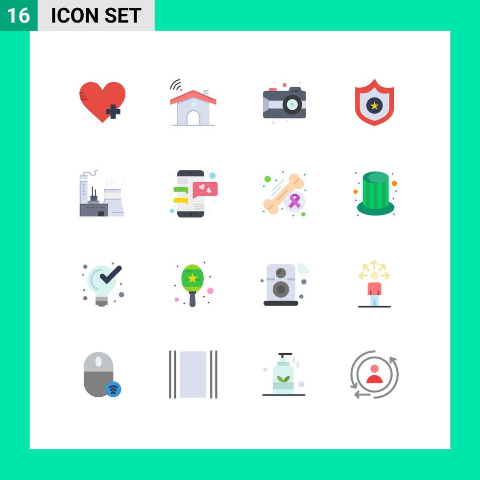 16 Flat Color concept for Websites Mobile and Apps industry construction arts building sheriff Editable Pack of Creative Vector Design Elements