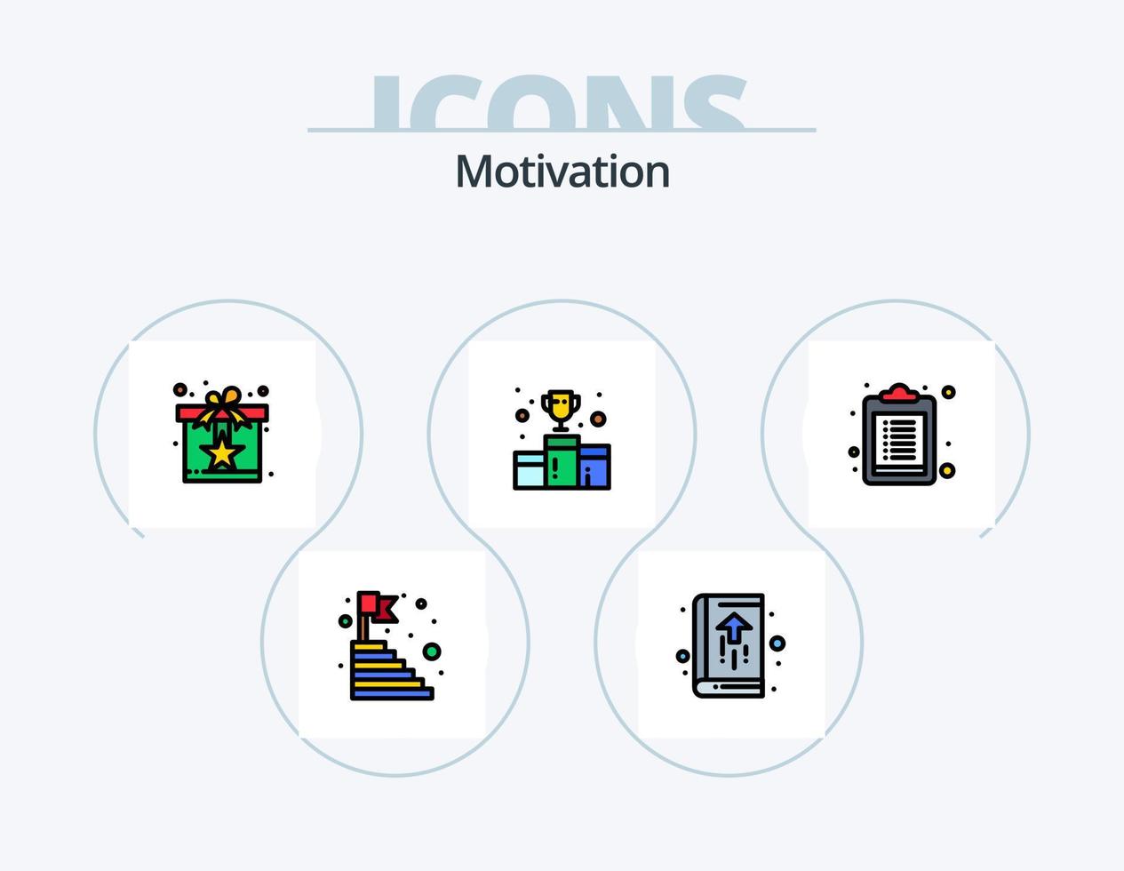 Motivation Line Filled Icon Pack 5 Icon Design. success. prize. notebook. award. steps vector