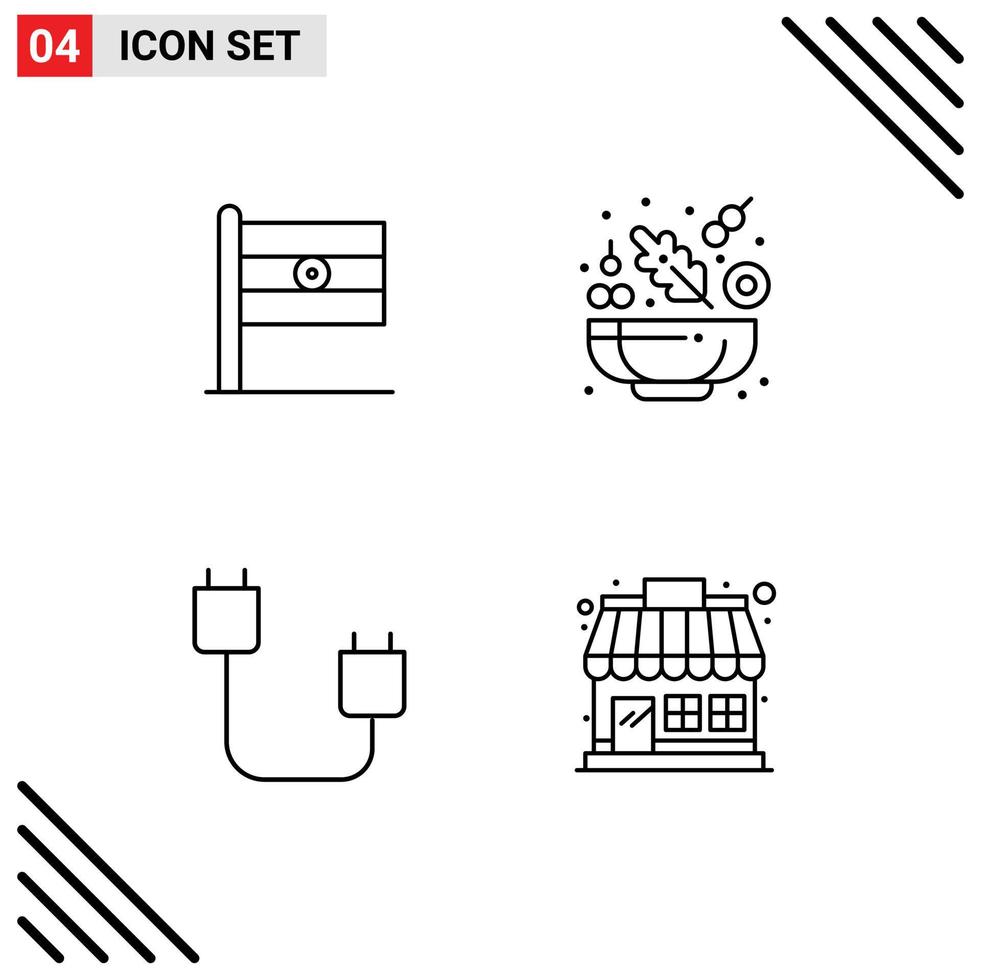 Modern Set of 4 Filledline Flat Colors and symbols such as indian devices day salad hardware Editable Vector Design Elements