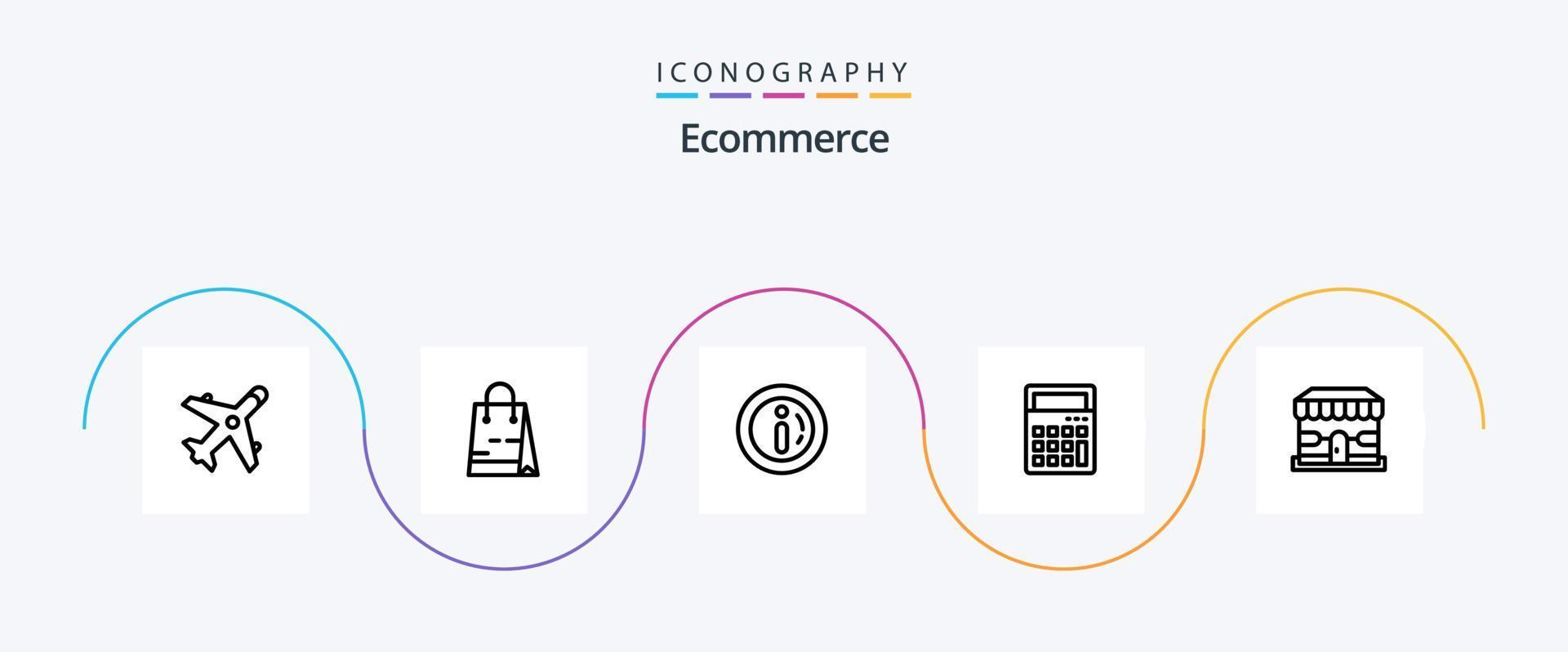 Ecommerce Line 5 Icon Pack Including shop. office. ecommerce. math. calculator vector