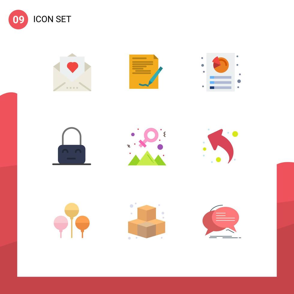 Set of 9 Vector Flat Colors on Grid for parental lock note control document Editable Vector Design Elements