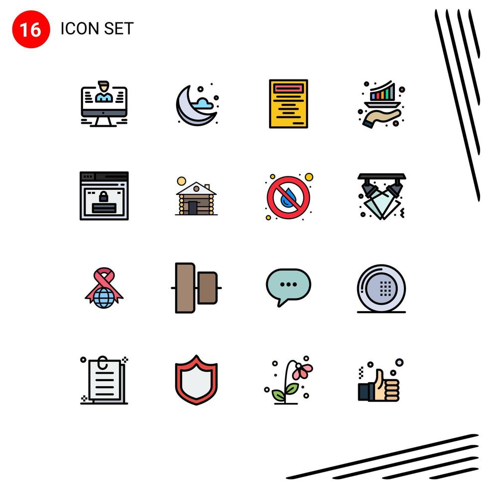 16 Creative Icons Modern Signs and Symbols of page report book marketing graph Editable Creative Vector Design Elements