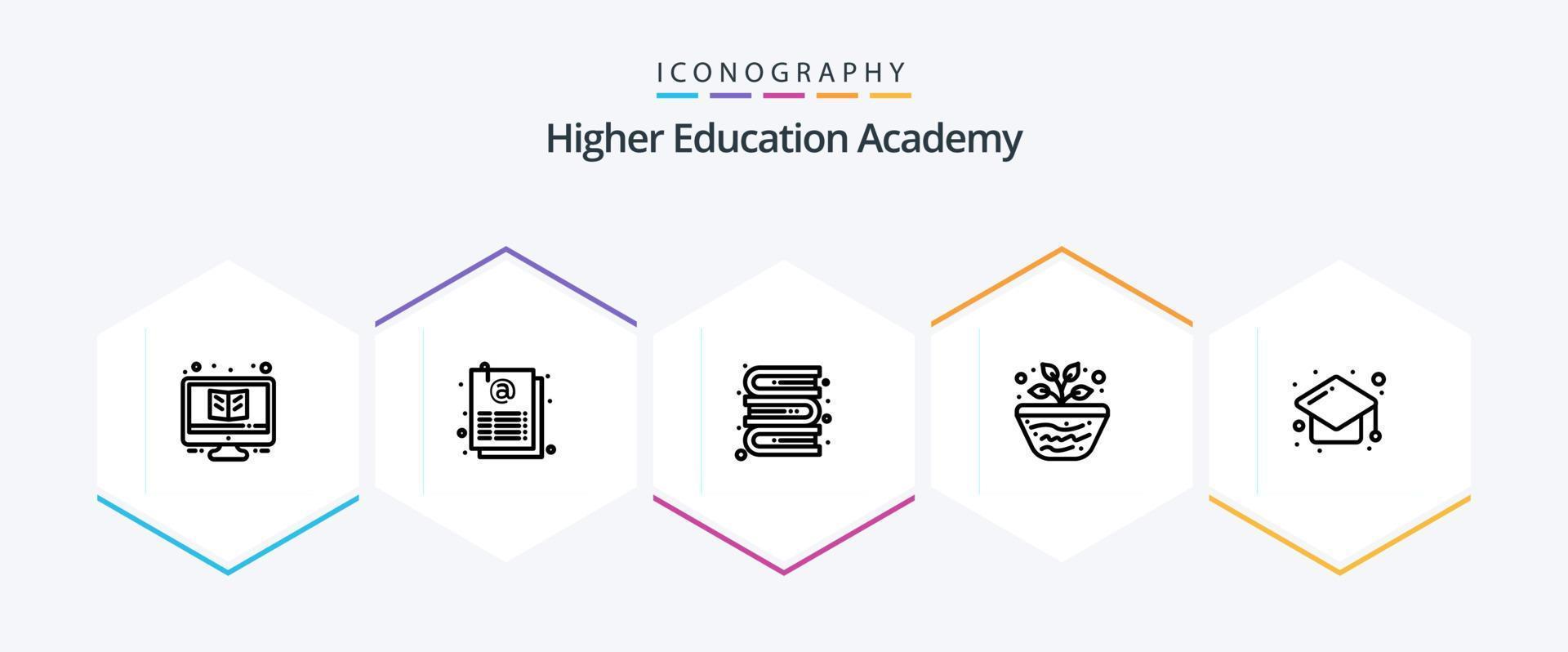 Academy 25 Line icon pack including cap. study. sheet. science. education vector