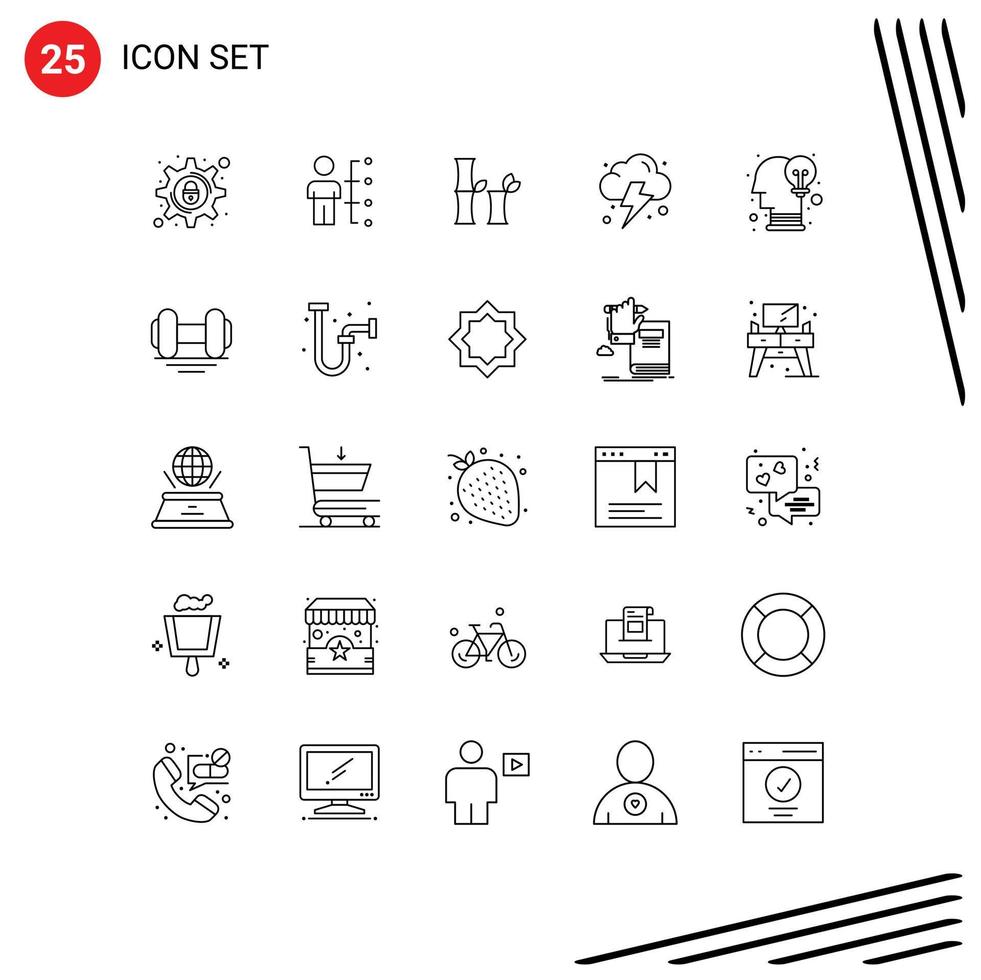 Modern Set of 25 Lines Pictograph of creative power man cloud chinese Editable Vector Design Elements