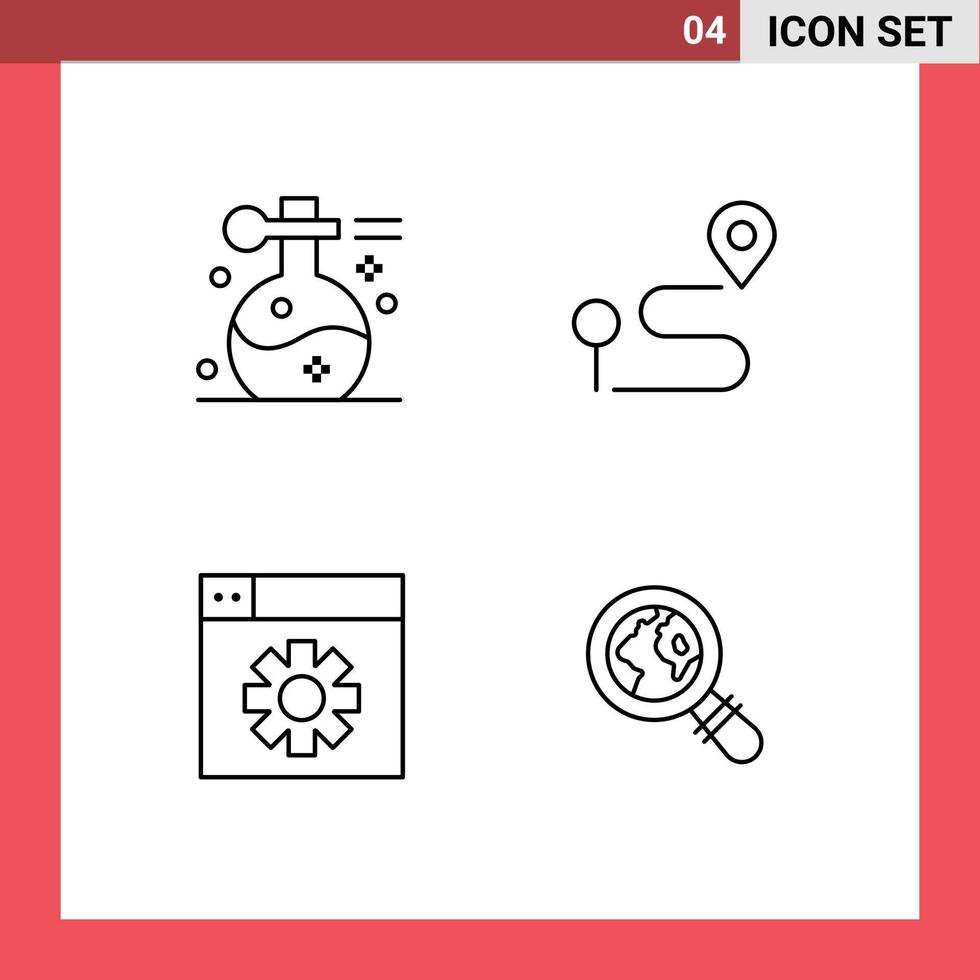 conjunto de 4 iconos de interfaz de usuario modernos símbolos signos para configuración de mapa de spa web de belleza elementos de diseño vectorial editables vector