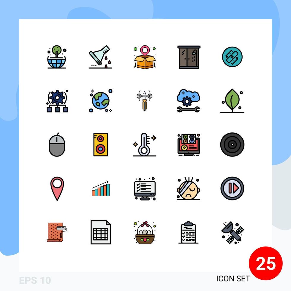 conjunto de 25 iconos modernos de la interfaz de usuario signos de símbolos para la cadena de conexión paquete mapa enlace vida elementos de diseño vectorial editables vector