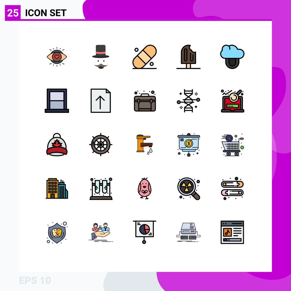 Pictogram Set of 25 Simple Filled line Flat Colors of computing ice men holiday beach Editable Vector Design Elements