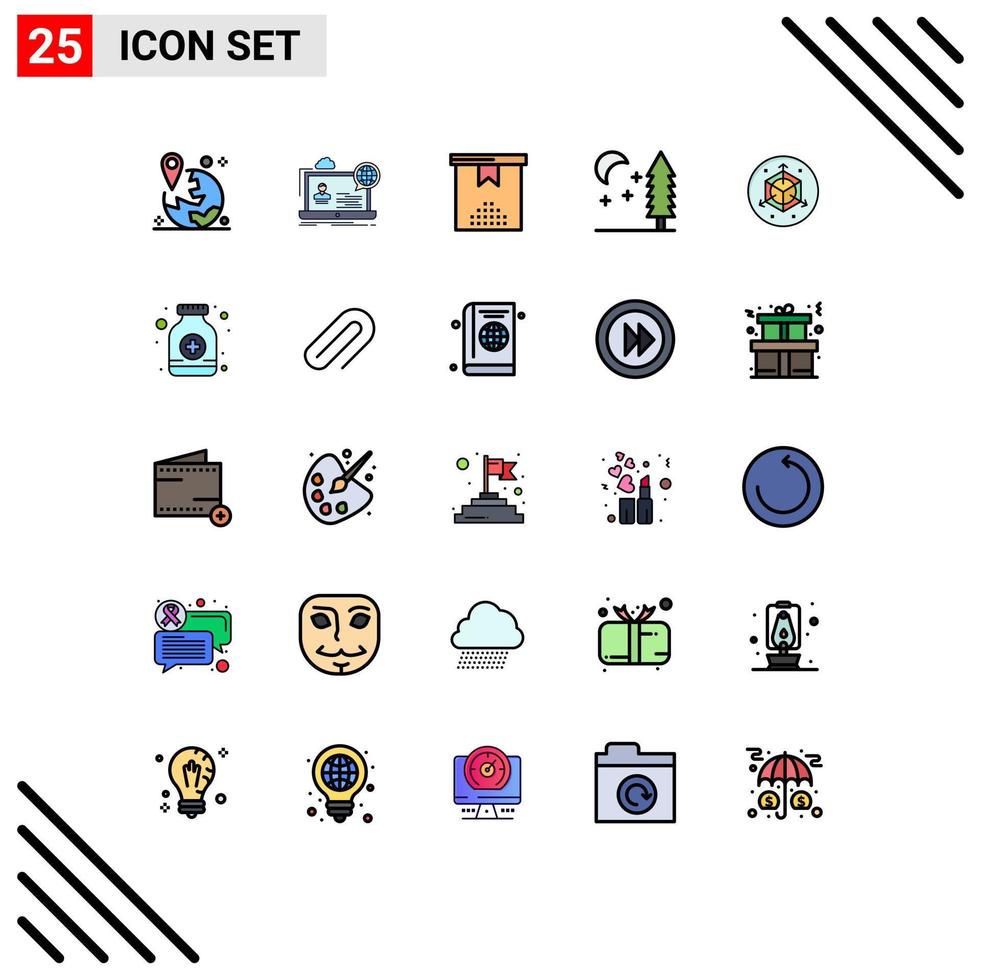 Set of 25 Modern UI Icons Symbols Signs for scale night seminar nature holiday Editable Vector Design Elements