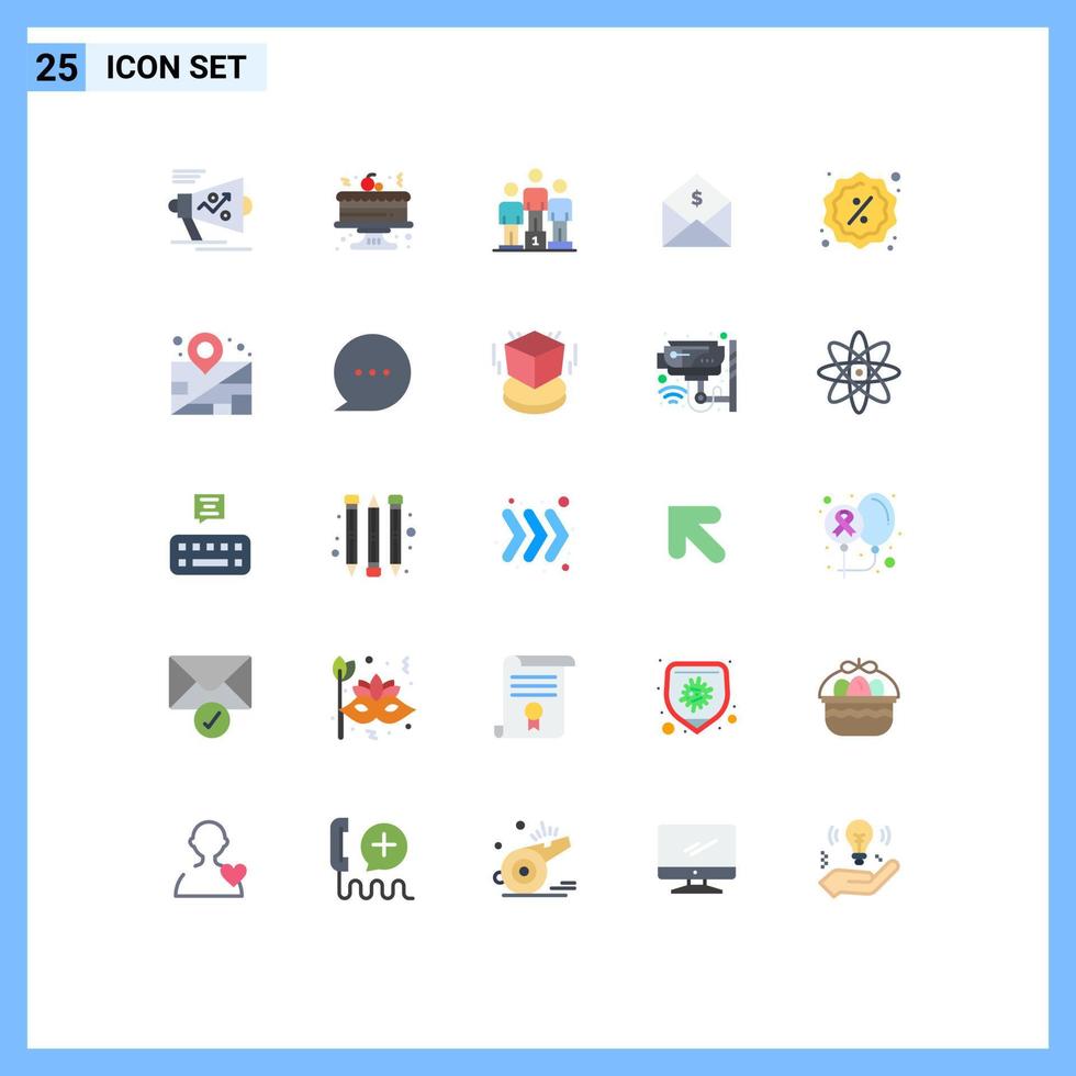 Universal Icon Symbols Group of 25 Modern Flat Colors of badge money winners money dollar Editable Vector Design Elements