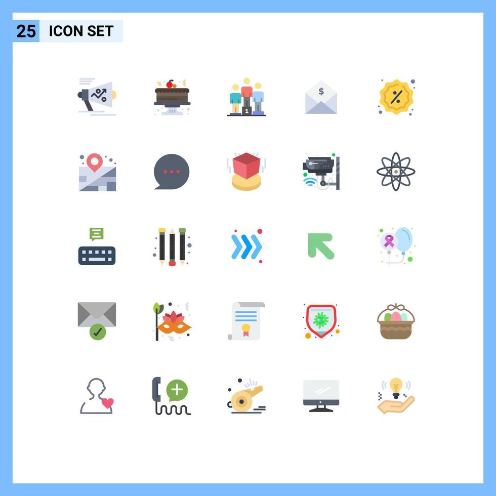 Universal Icon Symbols Group of 25 Modern Flat Colors of badge money winners money dollar Editable Vector Design Elements