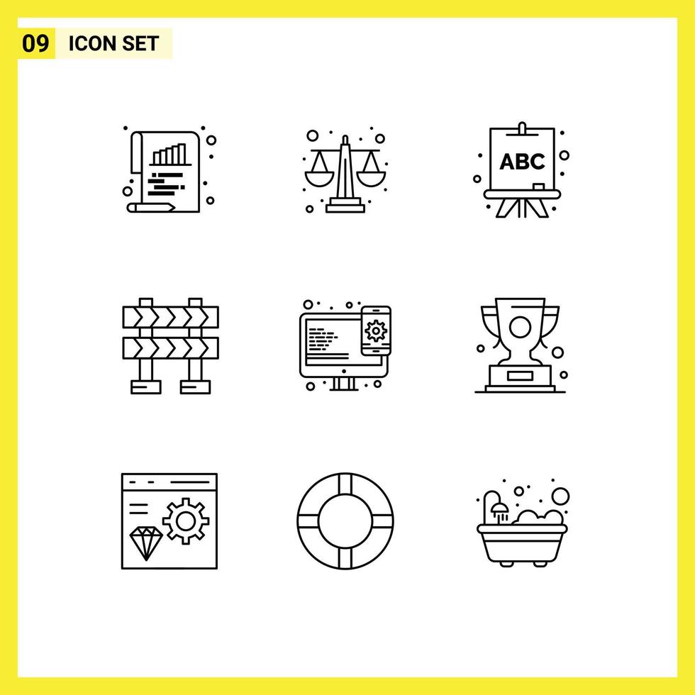 9 Thematic Vector Outlines and Editable Symbols of web design responsive abc design barrier Editable Vector Design Elements