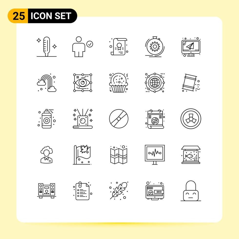 Modern Set of 25 Lines and symbols such as computer process done performance action Editable Vector Design Elements