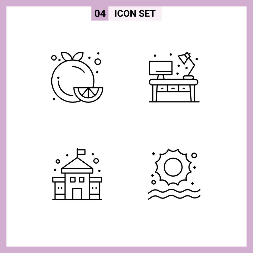 4 Creative Icons Modern Signs and Symbols of diet building healthy food living school Editable Vector Design Elements