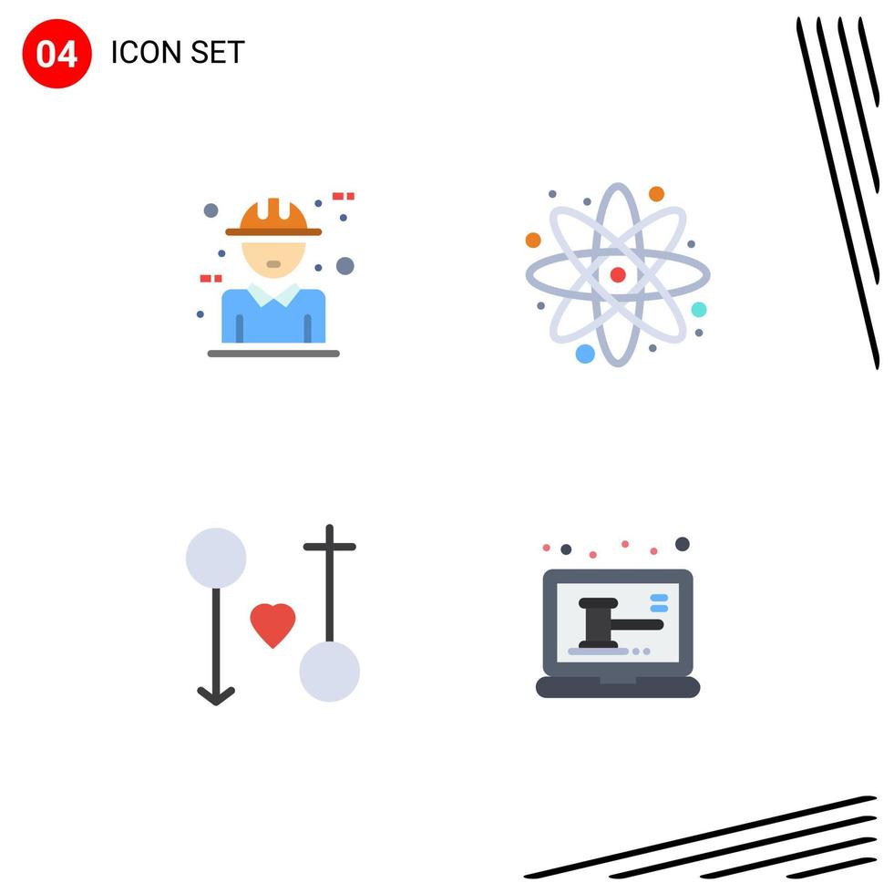 Editable Vector Line Pack of 4 Simple Flat Icons of architecture female concept back to school male Editable Vector Design Elements