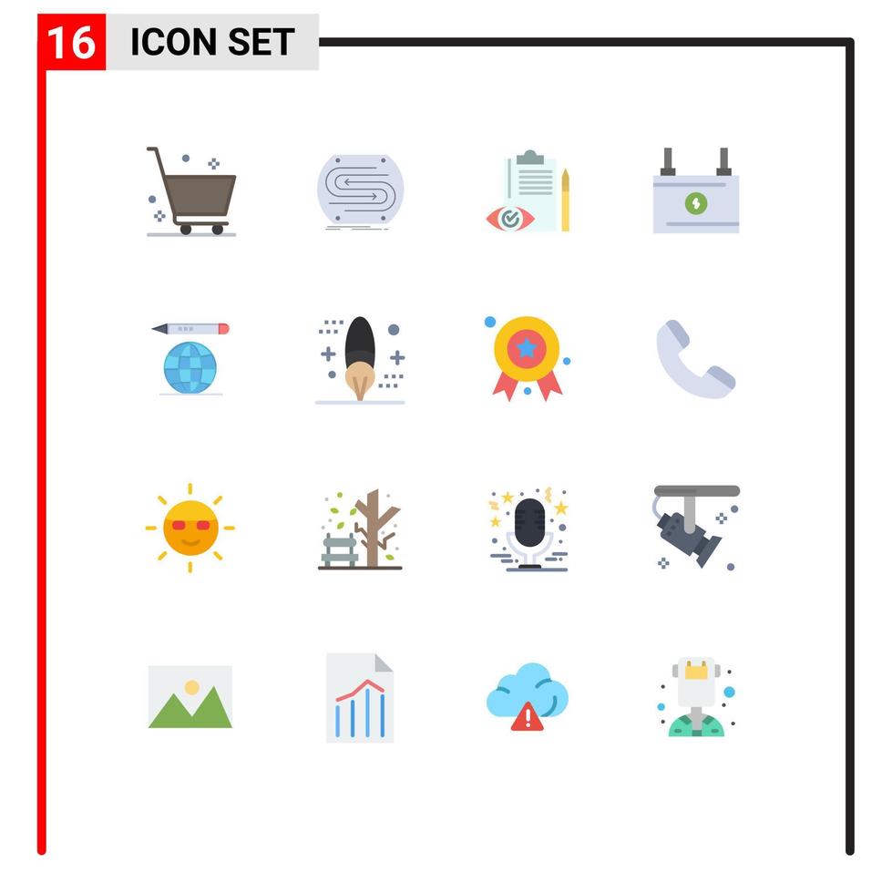 16 Universal Flat Colors Set for Web and Mobile Applications power battery pitch accumulator control Editable Pack of Creative Vector Design Elements