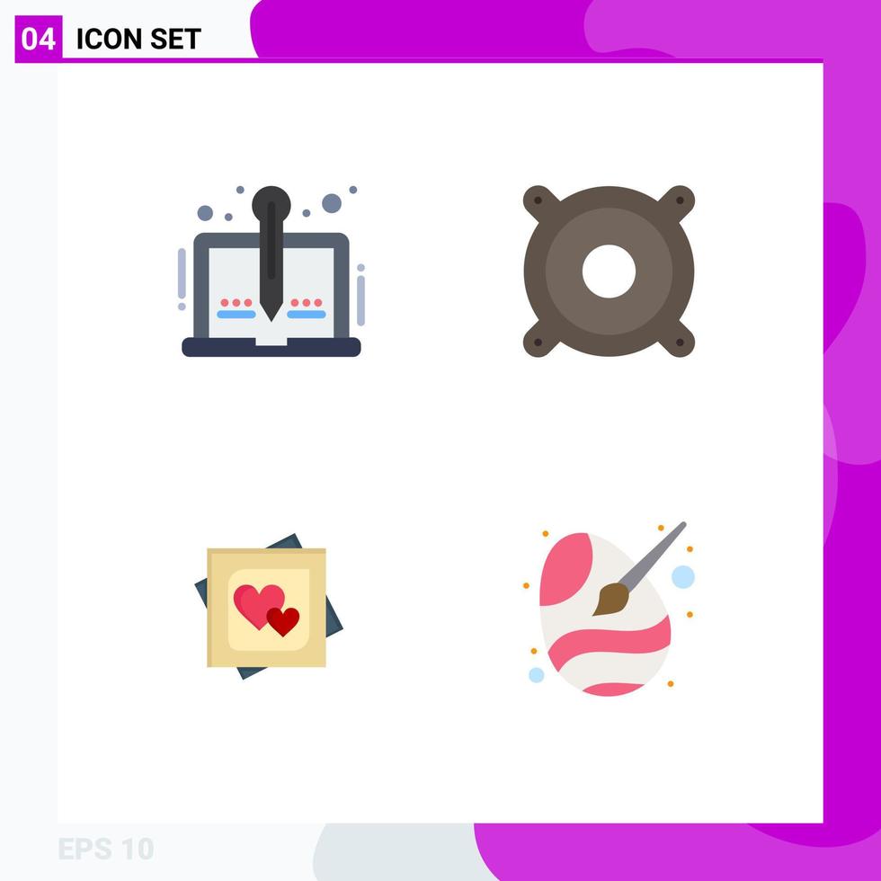 4 Flat Icon concept for Websites Mobile and Apps content heart storytelling music marriage card Editable Vector Design Elements