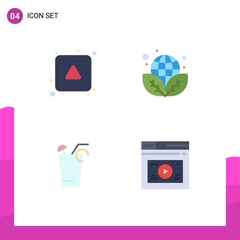 Editable Vector Line Pack of 4 Simple Flat Icons of align drink up environment spring Editable Vector Design Elements