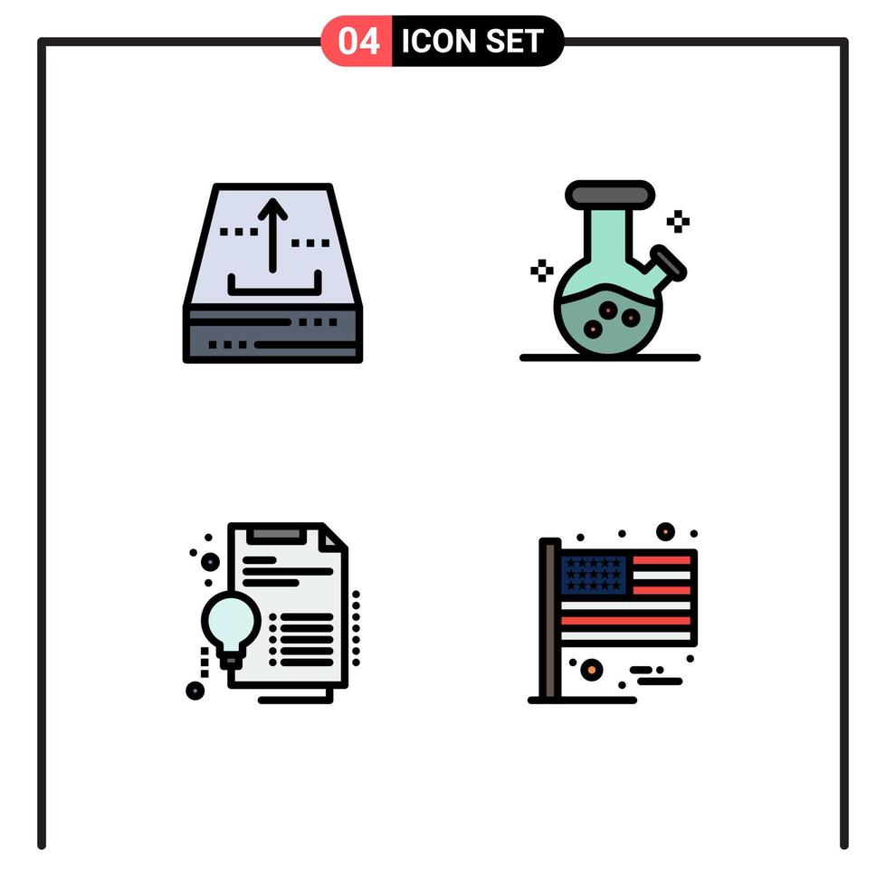 Set of 4 Modern UI Icons Symbols Signs for archive digital office lab solution Editable Vector Design Elements
