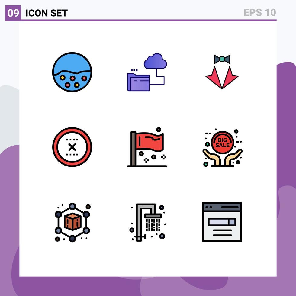 Set of 9 Modern UI Icons Symbols Signs for close cancel file wedding suit Editable Vector Design Elements