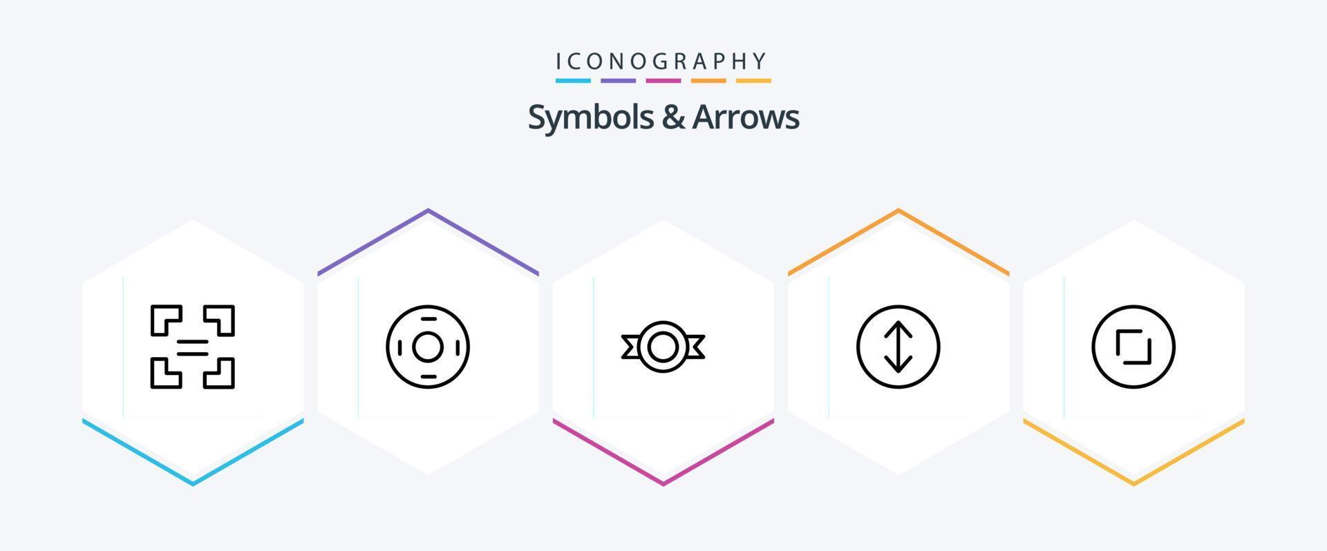 Symbols and Arrows 25 Line icon pack including . zoom. logo. enlarge