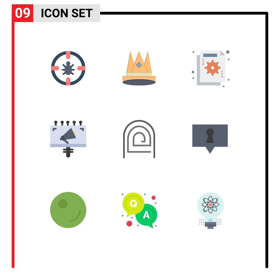 conjunto de pictogramas de 9 colores planos simples de gráficos publicitarios elementos de diseño vectorial editables de primer negocio fallido vector