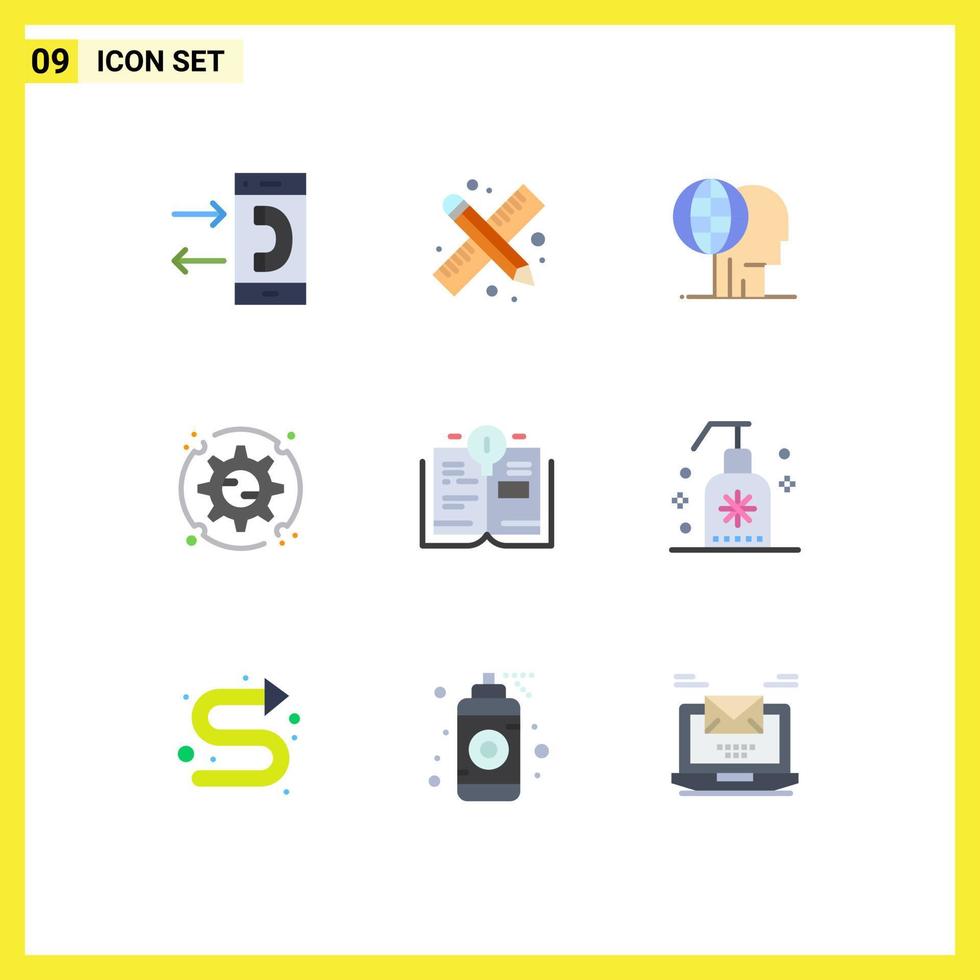 Group of 9 Modern Flat Colors Set for options setting work preferences marketing Editable Vector Design Elements