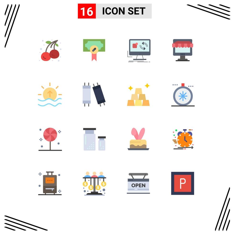 16 Universal Flat Colors Set for Web and Mobile Applications online shopping update shop sync Editable Pack of Creative Vector Design Elements