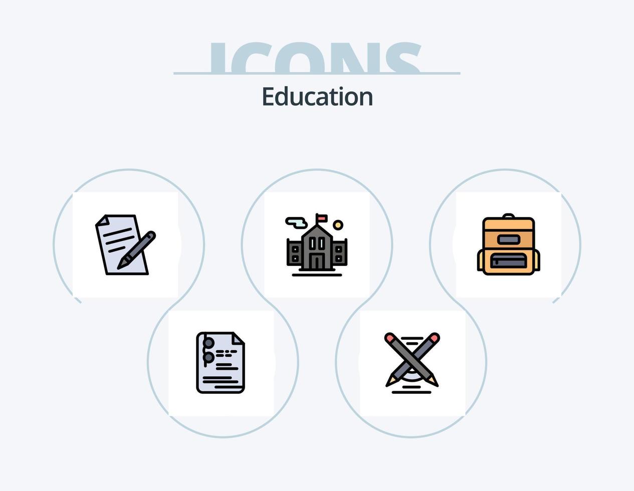 Education Line Filled Icon Pack 5 Icon Design. . file. education. document. flag vector
