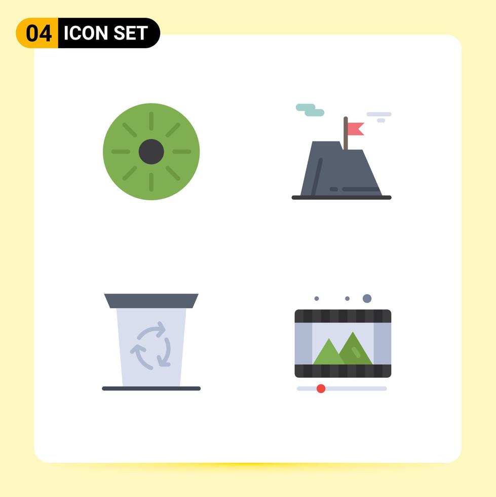 Universal Icon Symbols Group of 4 Modern Flat Icons of drink recycle been meal sucess journey Editable Vector Design Elements