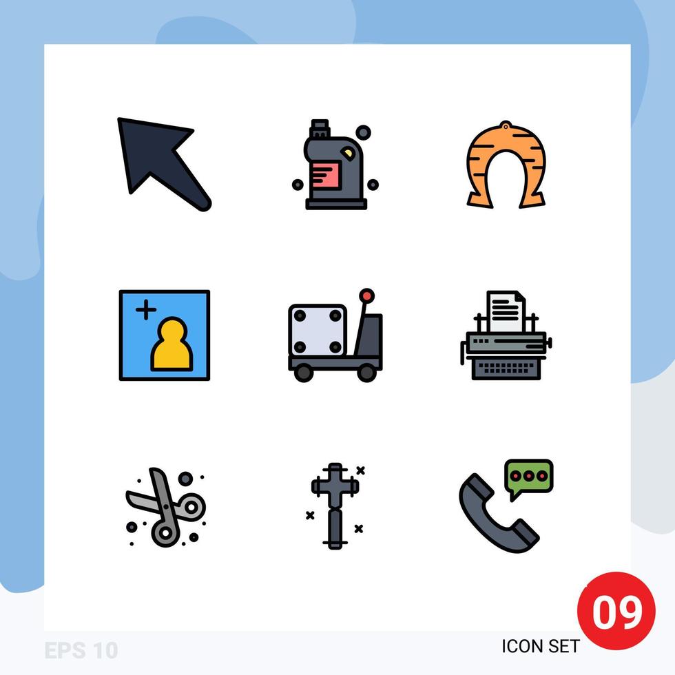 Group of 9 Filledline Flat Colors Signs and Symbols for logistic picture festival add patricks Editable Vector Design Elements