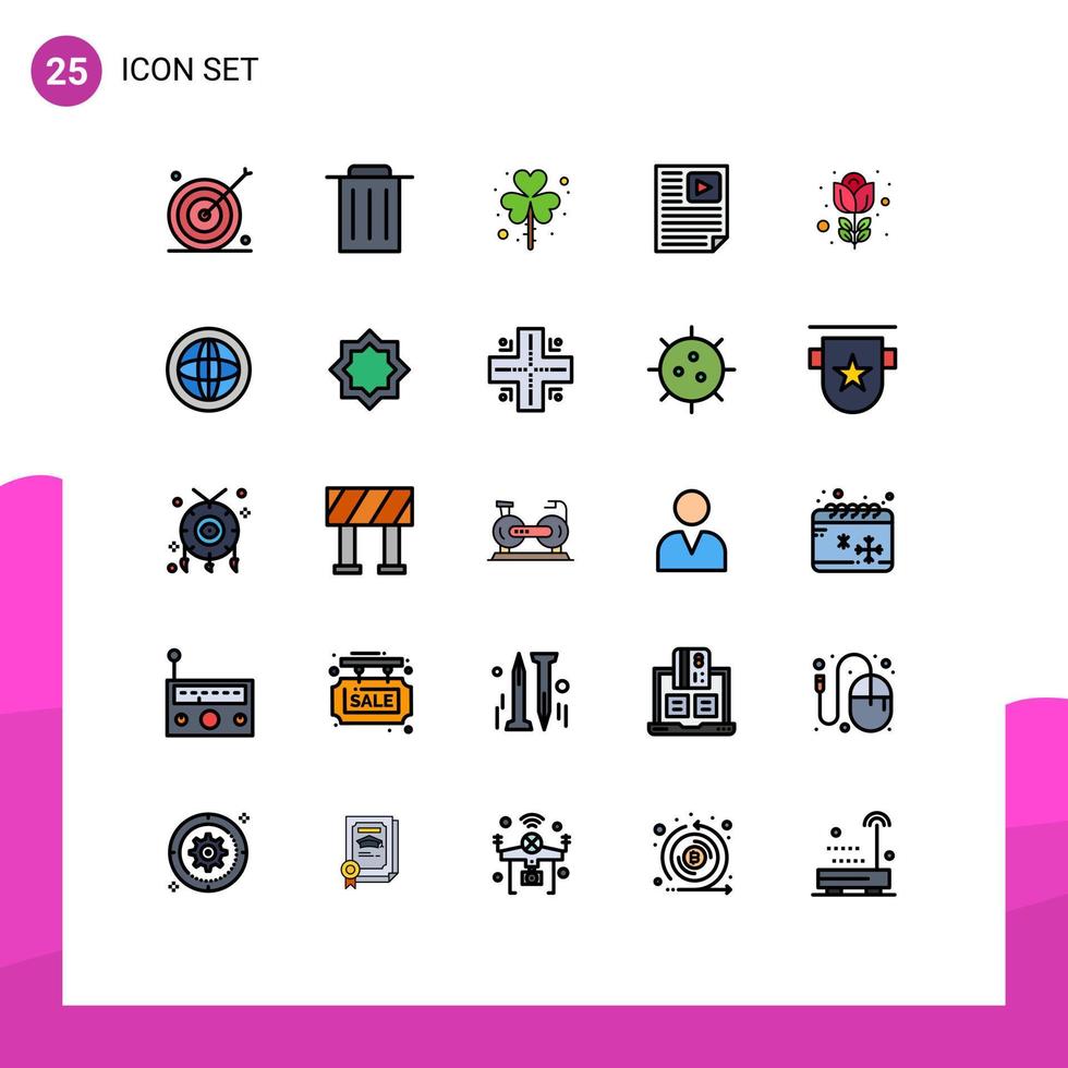 Stock Vector Icon Pack of 25 Line Signs and Symbols for video paper day page shamrock Editable Vector Design Elements