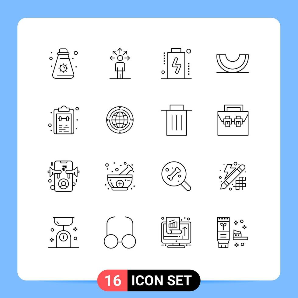 Outline Pack of 16 Universal Symbols of check melon battery fruit berry Editable Vector Design Elements
