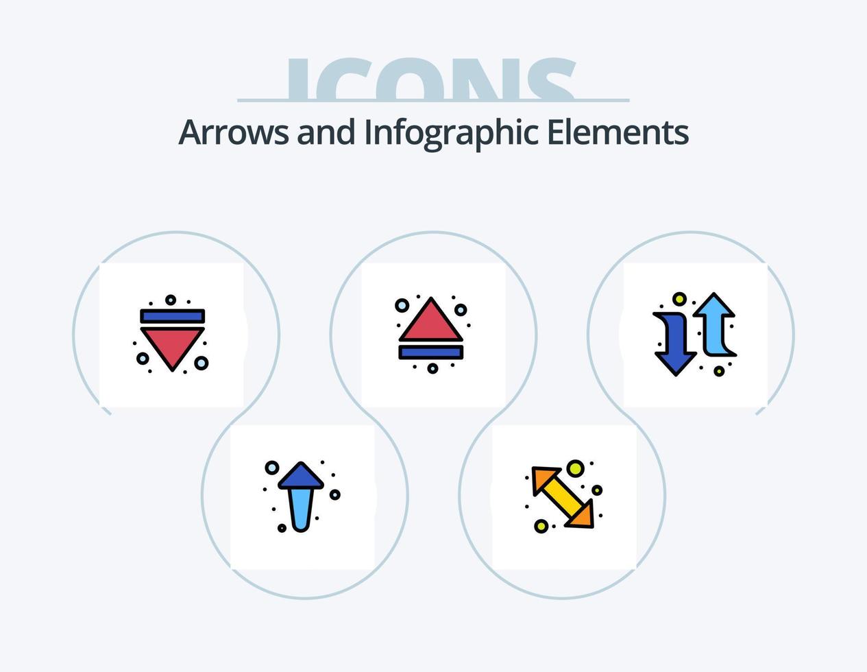 Arrow Line Filled Icon Pack 5 Icon Design. down. right. up right. left. arrows vector